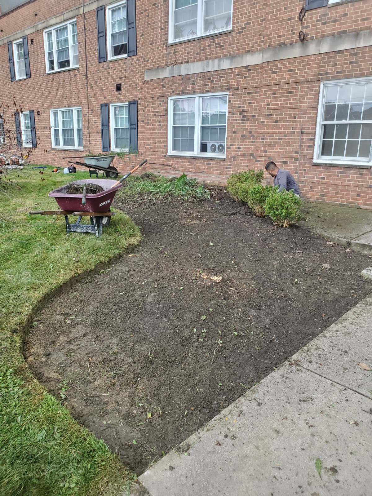 Mulch installation in progress